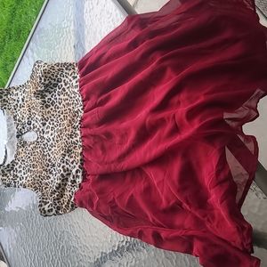 Red with Leopard Print Dress